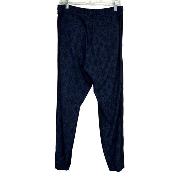Athleta Womens Brooklyn Jogger Pants Blue Black Snake Print Drawstring Size 10 - Picture 2 of 6
